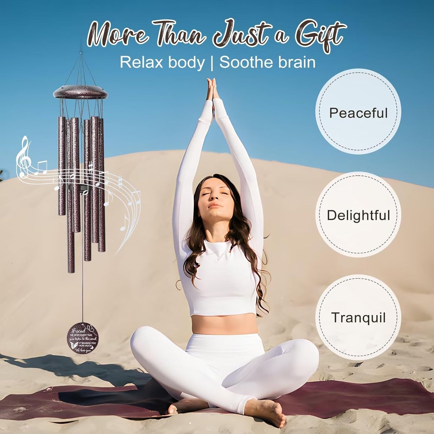 25''Wind Chimes,Best Friend Birthday Gifts for Women, Woman, Thanksgiving,Christmas Day Gifts Ideas for Friendship Rreminder.