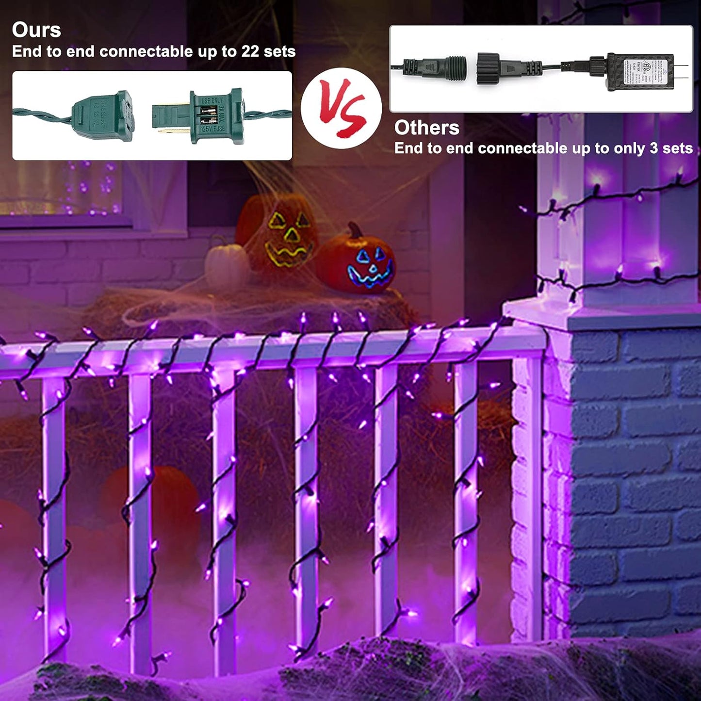 Brizled Purple Halloween Lights, 33ft 100 LED Halloween Lights Outdoor, Connectable Purple String Light 120V UL Certified Christmas Tree Light, Indoor Xmas Light for Xmas Tree Party Home Decorations