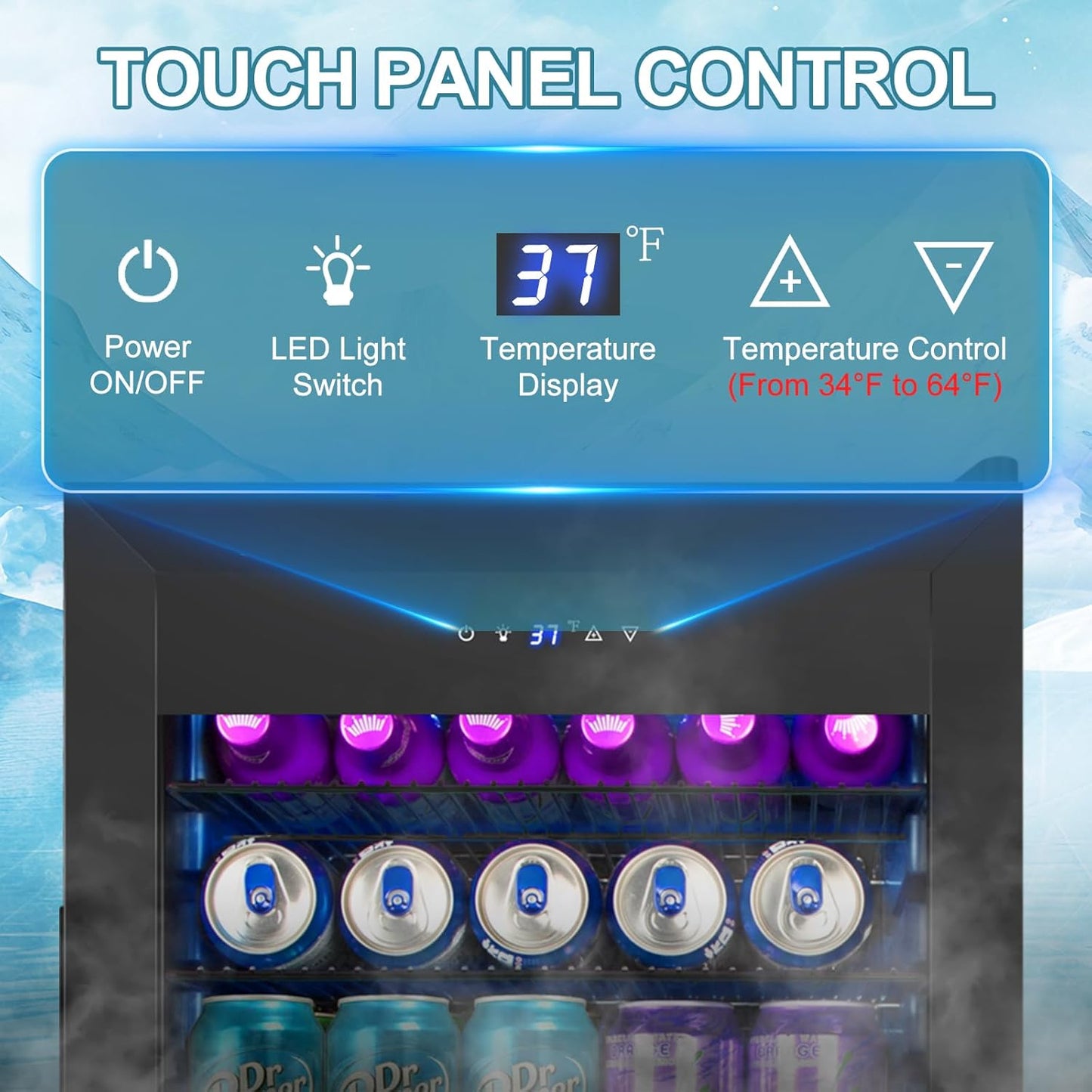 Beverage Refrigerator Cooler, 128 Cans 3.2 Cu.Ft Mini Fridge Glass Door for Drink Beer Soda Wine, Small Fridge with 4 Adjustable Removable Shelves for Kitchen, Bedroom, Office, Bar, Gaming Room, Black