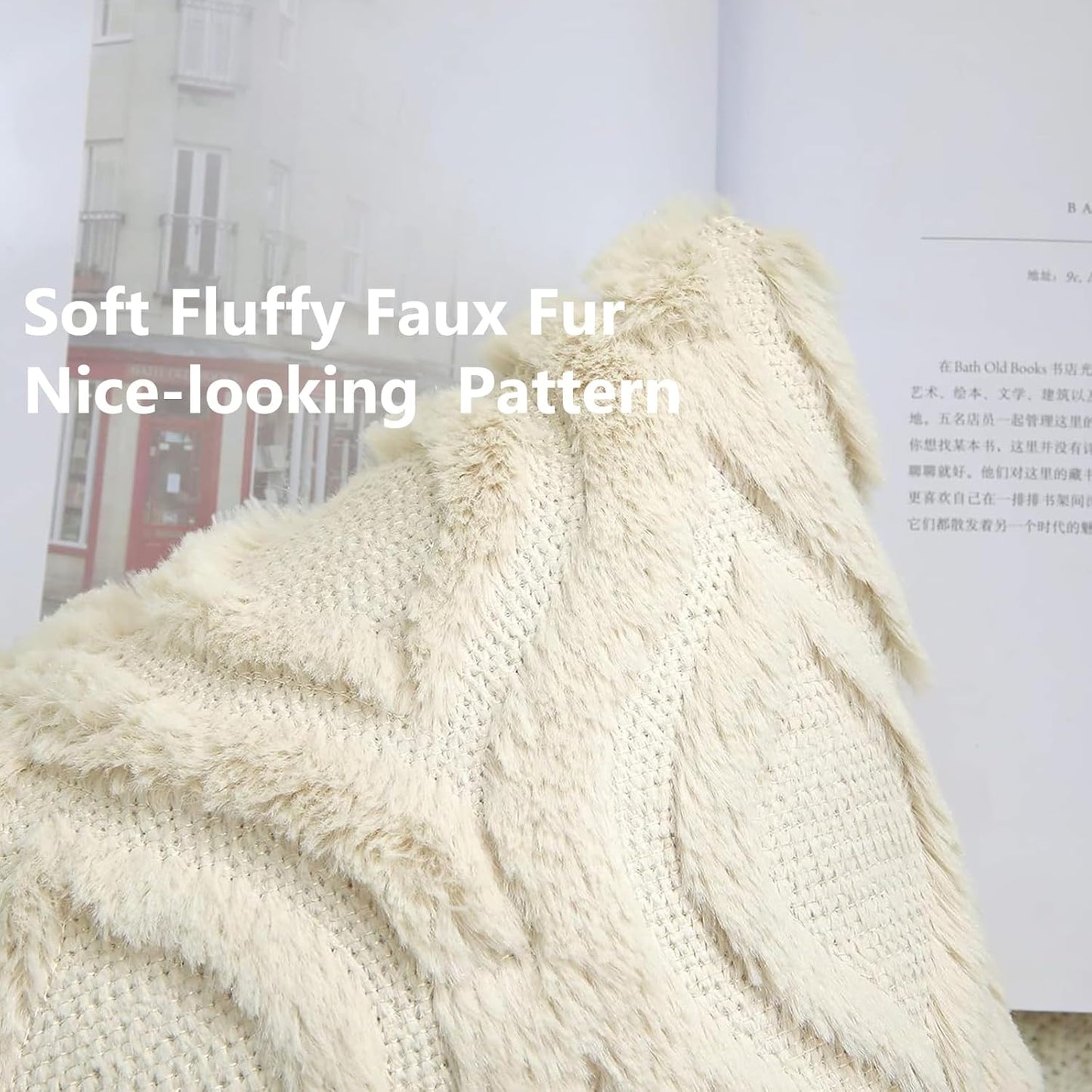 decorUhome Spring Decorative Throw Pillow Covers 20x20, Soft Plush Faux Wool Couch Pillow Covers for Home, Set of 2, Beige