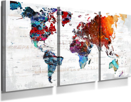 Canvas Wall Art Abstract Map Pictures for Bedroom Wall Decor Modern Office Artwork Graffiti Painting Kitchen Decoration Red Colorful Art