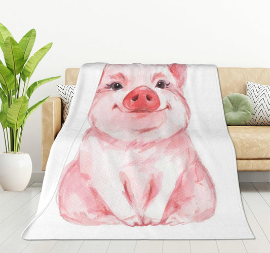 HGOD DESIGNS Lovely Pink Pig Watercolor Blanket, Super Soft Pig Throw Blanket 50"x60" Blanket for Bed Couch Chair Fall Winter Camping Living Room Office