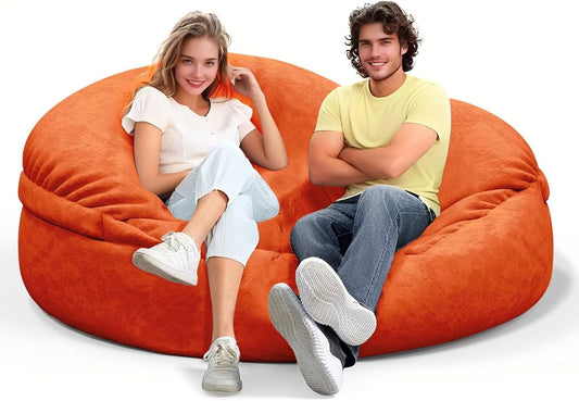 Bean Bag Chair for Adults 4FT,Soft Removable Cover for Teens/Girls Bedroom,Fluffy Giant Round Floor Beanbag Lounger Chairs (No Filler,Orange)