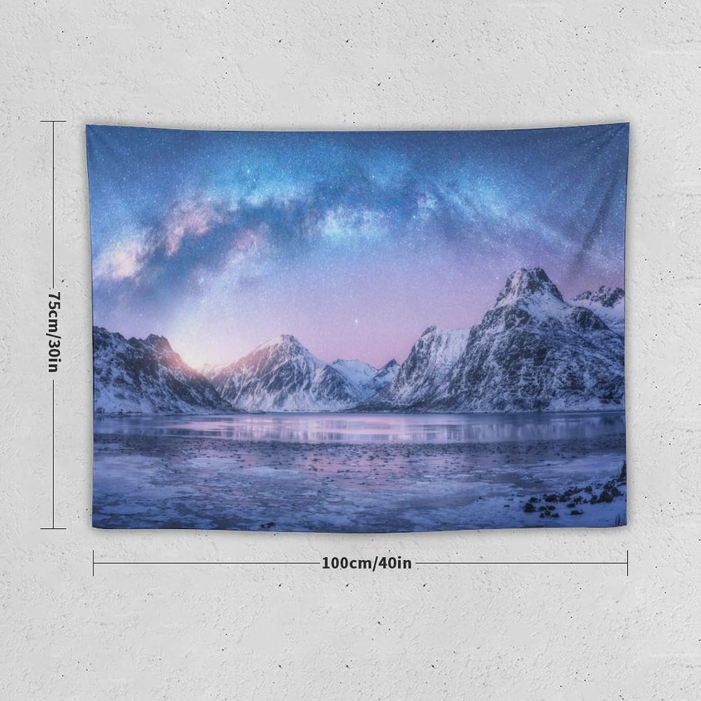 HZOHNAGO Mountain Tapestry Aurora Snow Mountain Sunset Pattern Printed Wall Tapestry Wall Hanging for Bedroom Living Room Dorm 40" W x 30" H