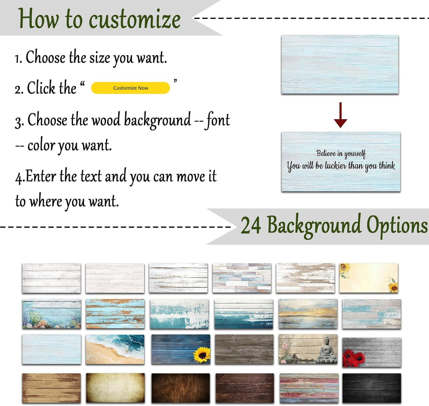 CHAOSETKEN Custom Text Sign Wall Art Personalized Family Quote Wall Decor Family Sign Canvas Prints Customized Wood Text Quote Pictures Rustic Farmhouse Decor Framed (24L x 8W)