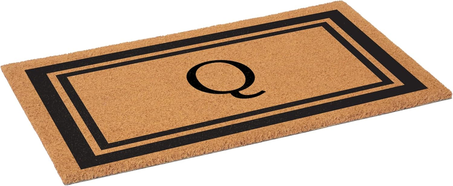 Calloway Mills 152962436Q Black Border 24" x 36" Monogram Doormat, (Letter Q)