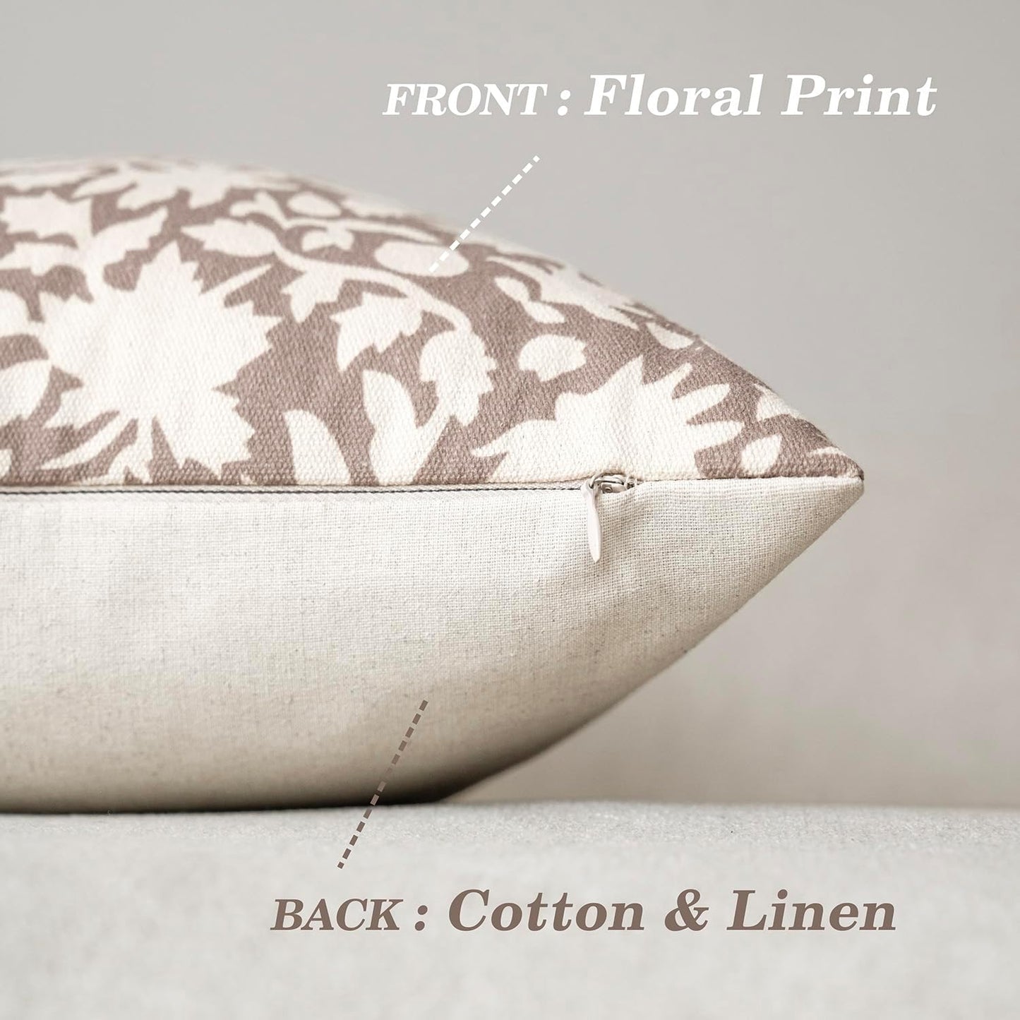 Foindtower Set of 2 Decorative Neutral Floral Throw Pillow Covers Accent Farmhouse Cushion Covers Boho Vintage Pillowcase for Couch Sofa Bedroom Living Room Home Decor Outdoor,24×24 Inch,Tan