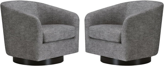 CHITA Swivel Accent Chair, FSC Certified Upholstered Fabric Barrel Chair for Living Room Set of 2, Fully Assembled, Pebble Grey