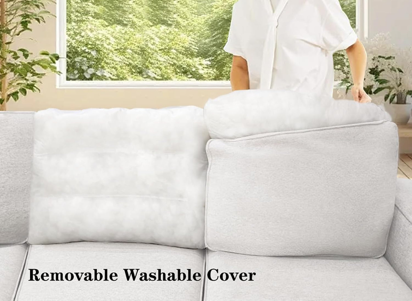 L Lengend Vansen Modular Sectional Sofa U Shaped Couch with Ottoman Modern Reversible Corner Sectional Couch for Living Room (Cream, 2+3 with Ottoman)