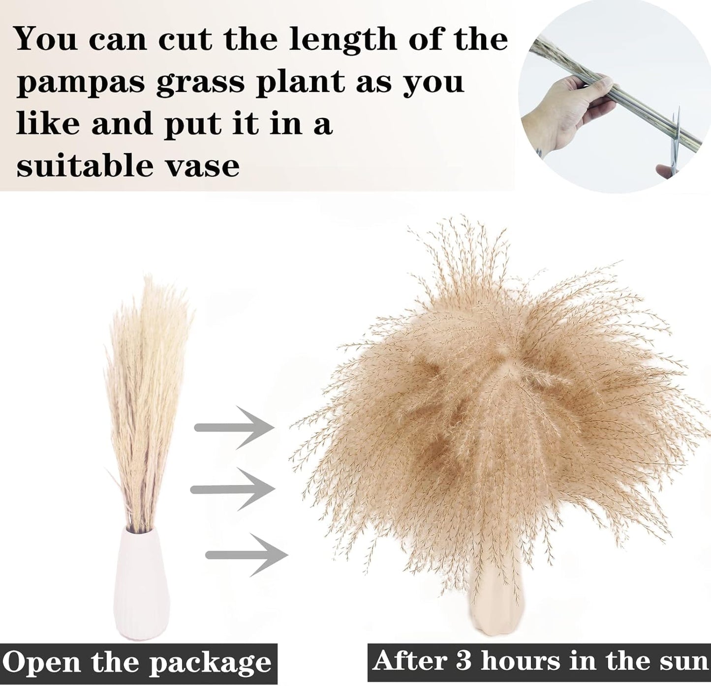 Dried Pampas Grass Decor, 100 Stems Pampas Grass Contains Bunny Tails Dried Flowers, Reed Grass Bouquet for Wedding Boho Flowers Home Table Decor, Rustic Farmhouse Party (17", White and Brown)