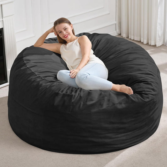 Hobestluk 5FT Bean Bag Chair Giant Bean Bag Chairs for Adults Large Bean Chairs with Removable Cover, Beanbag Chair with Filler, Adult Bean Bag Chairs for Living Room, Bedroom