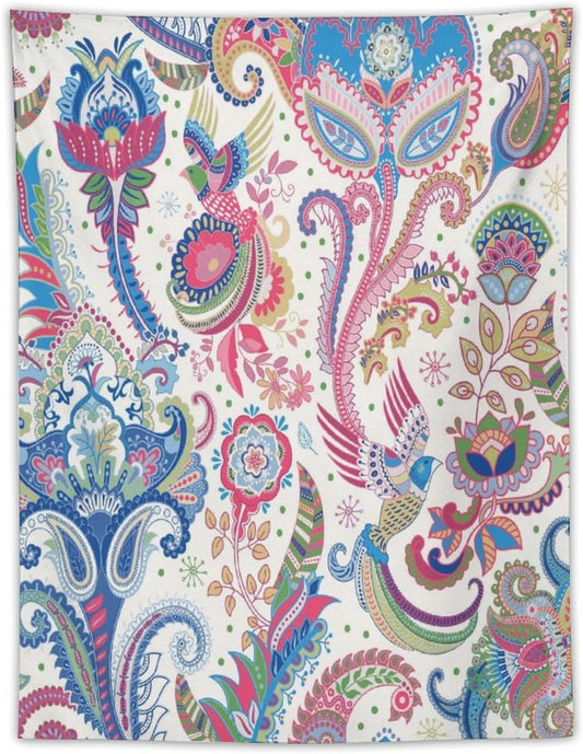 Boho Floral Tapestry, Abstract Mandala Plant Colorful Floral Home Art Wall Hanging for Bedroom Living Room Dormitory 40x60 Inch