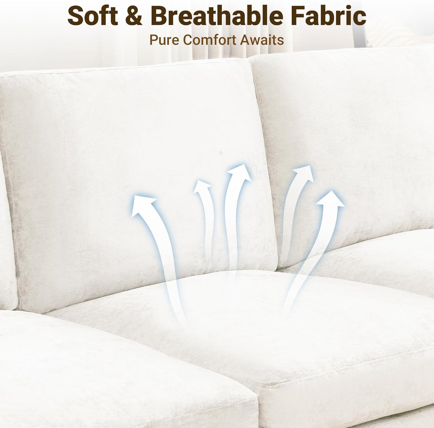 Tbfit U Shaped Couch 8 Seat, Sectional Sofa for Living Room,Chenille Cloud Couch with Ottoman, Beige