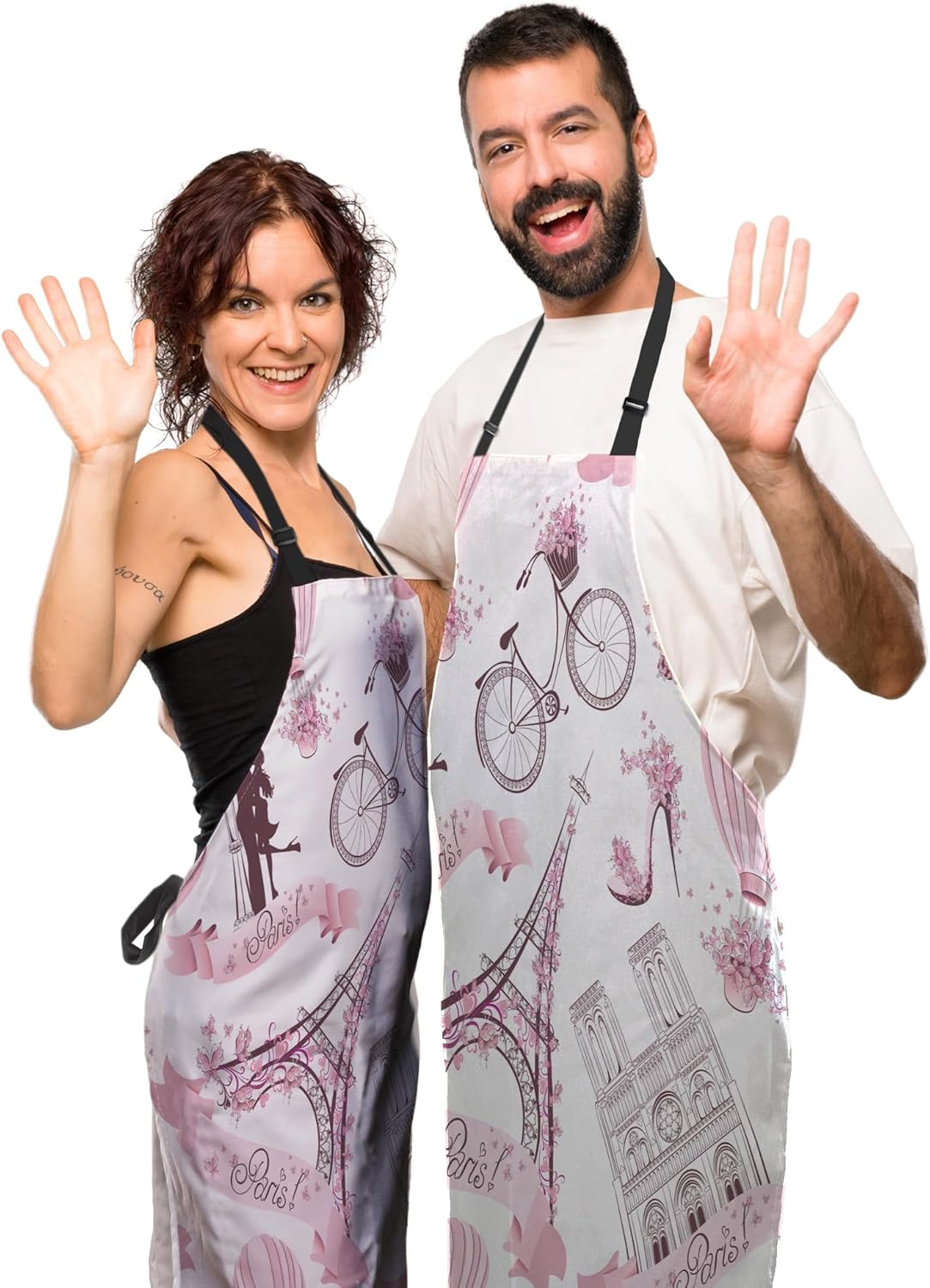 Chef Apron for Men Paris Symbols Cooking Aprons for Women for Kitchen Cooking Restaurant BBQ Painting Crafting 27” (W) x 31” (H), Waterproof Apron