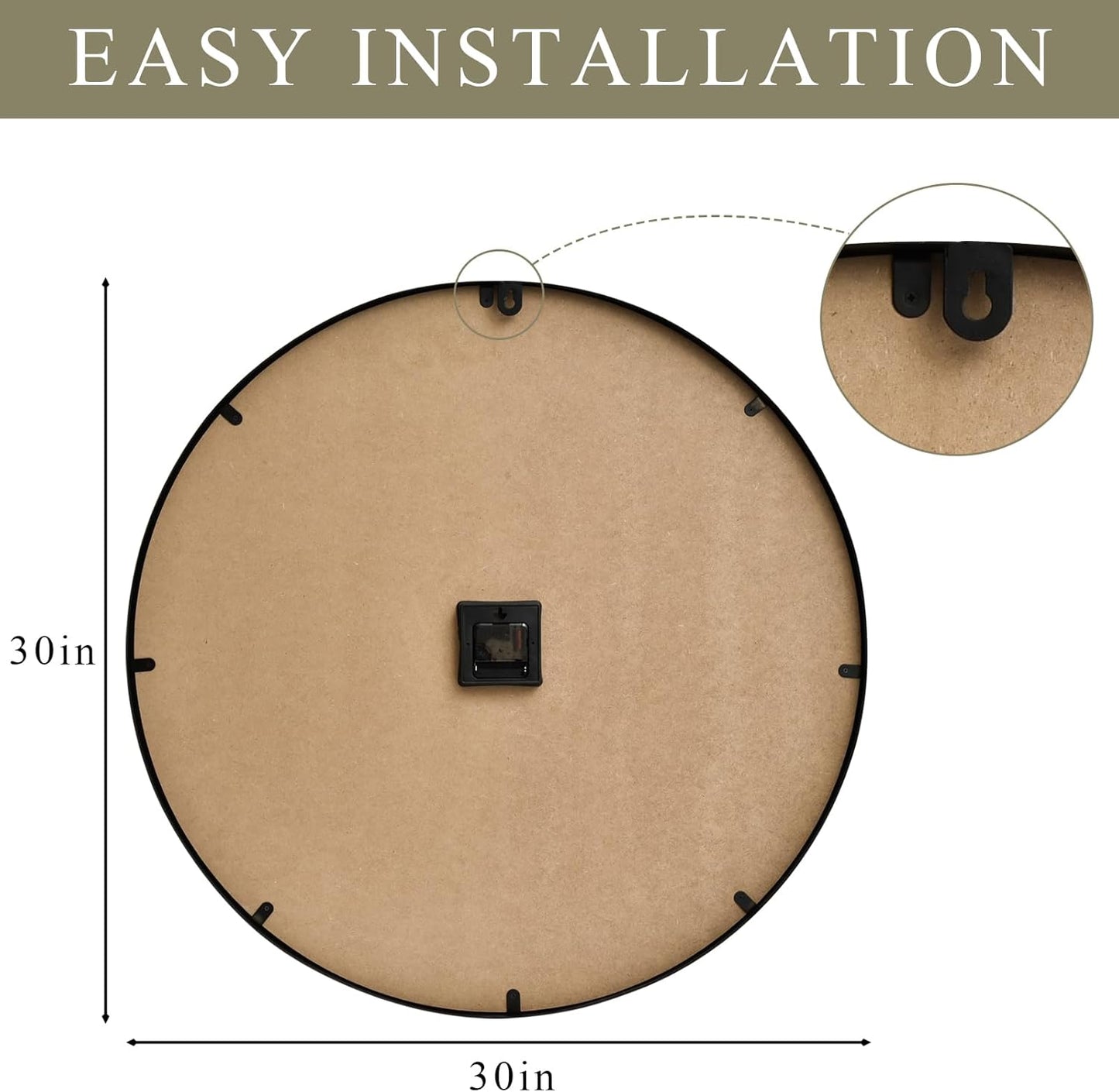 30 Inch Large Wall Clock Farmhouse Style - White Silent Non-Ticking Rustic Decor for Living Room, Kitchen, Bedroom