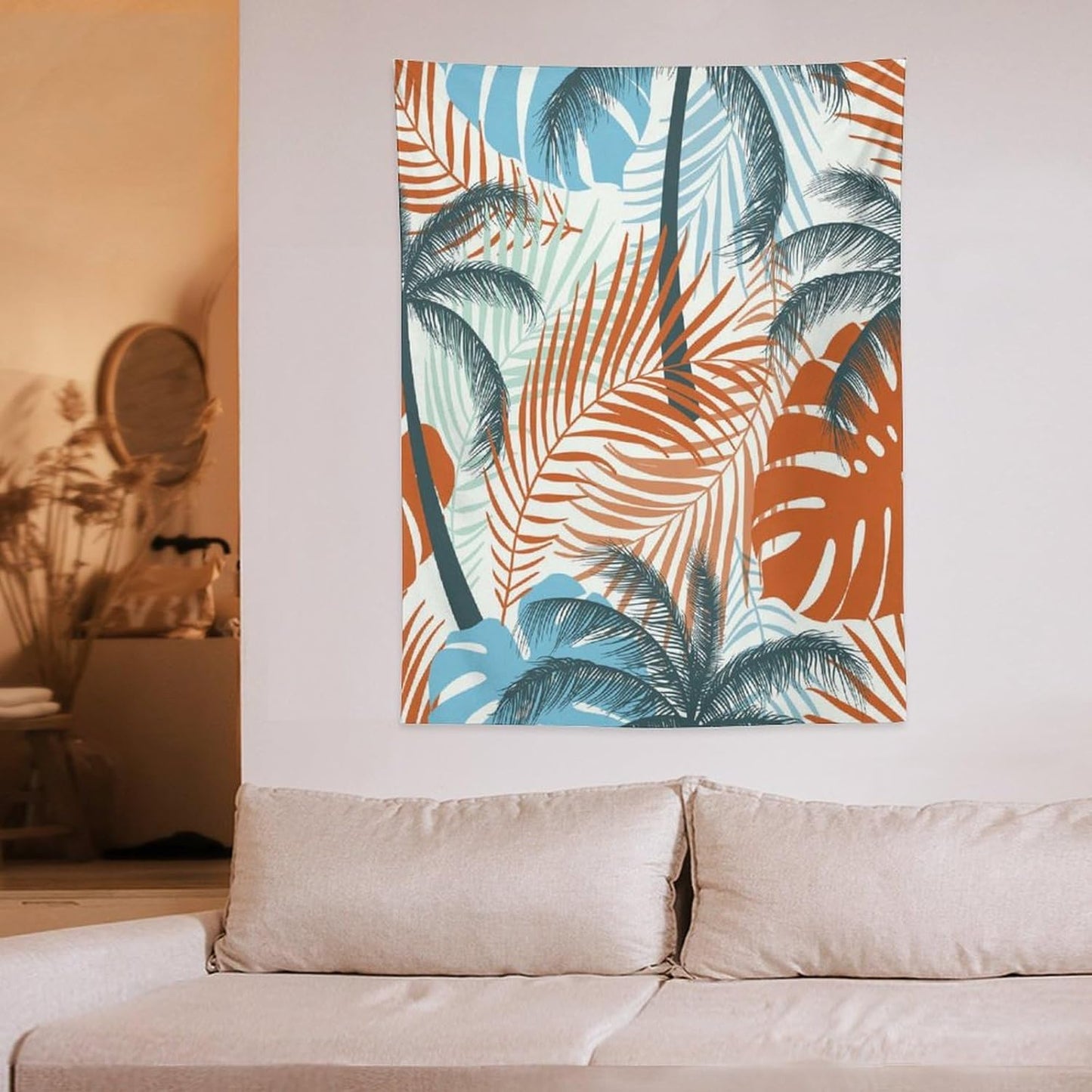 ICMOLYYENLO Palm Leaf Tapestry Wall Hanging, Tropical Leaves Plant Jungle Green Hawaiian Art Home Decor for Guest Bedroom Living Room Dormitory 40x60 Inch