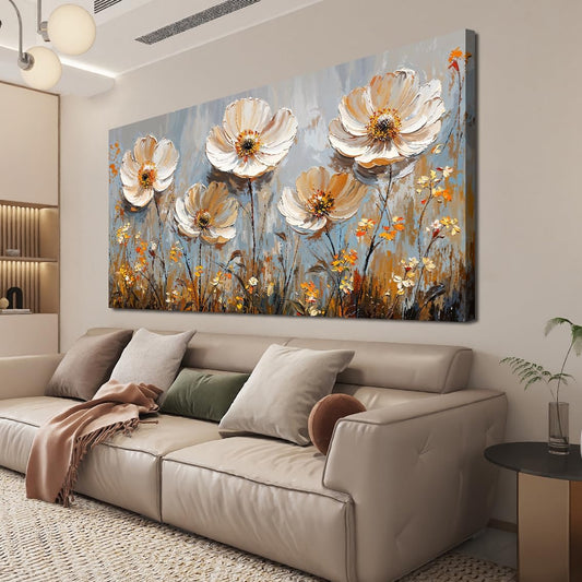 Canvas Wall Art Decor Art Work for Wall Decor Large Vintage Gold Wall Art Prints Wall Art Pictures for Living Room Nature Flower Wall Art Oversized Artwork for Walls Bedroom Office Decor 29" X 58"