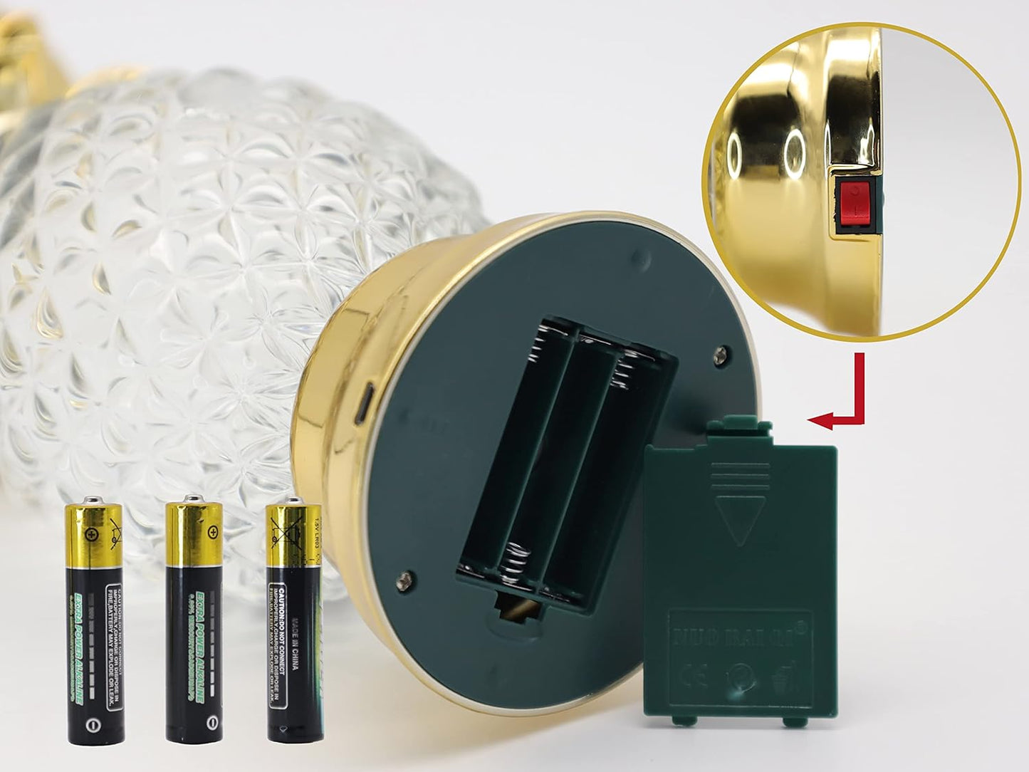 YAKii 9.5" Pineapple LED Color Changing Shine Lava Lamp,Swirling Water Waves Lamp Kid Safe Battery/USB Cable Operated,Table Lamp Candle Holder Table Decoration Gold