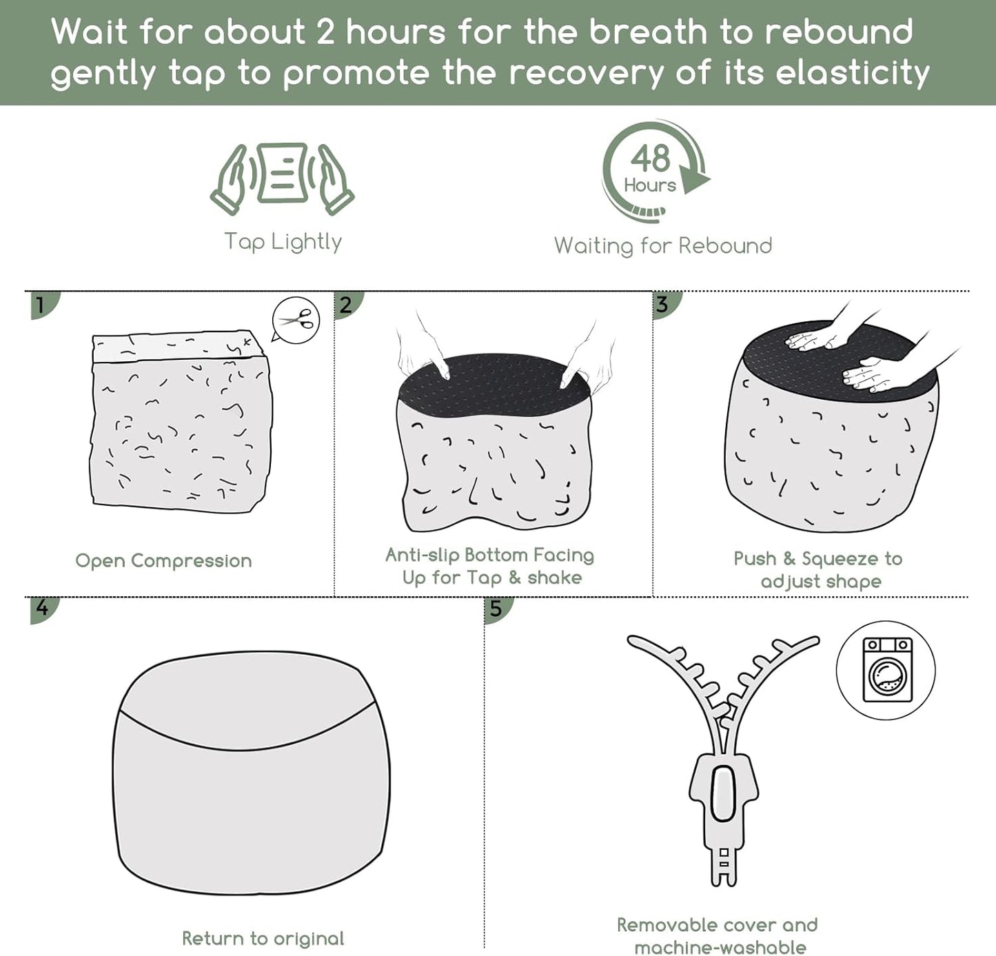 HIGOGOGO Round Stuffed Pouf Ottoman, Plaid Poufs with Foam Chunk Filling, Fluffy and Furry Pouf Foot Stool Storage Ottoman, 20 X 15 Floor Poufs Foot Rest for Living Room, Coffee