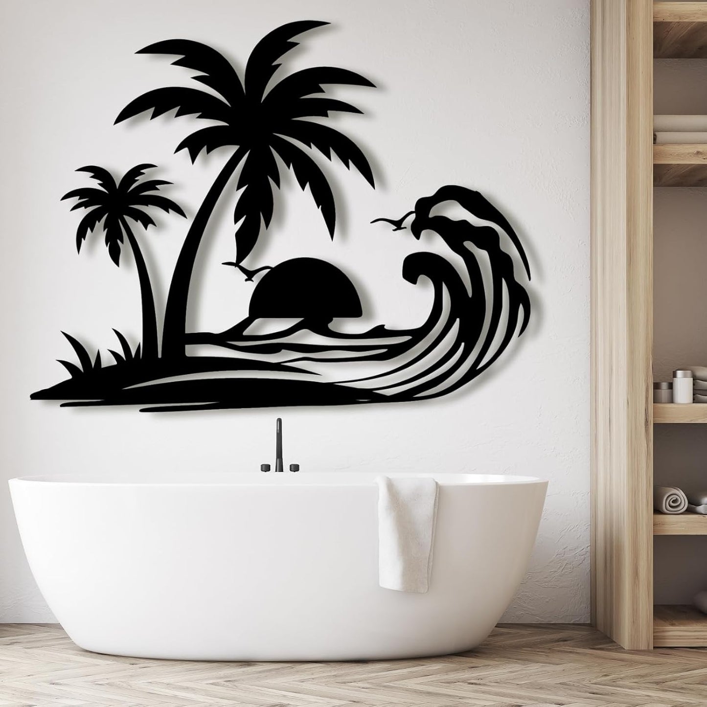 Palm Tree Metal Wall Decor,Palm Tree Metal Wall Art,Metal Palm Tree,Metal Palm Tree Wall Decor,Tropical Metal Wall Art,Beach Wall Decort,Metal Wall Decor (style 1,white,30 L" x 23 W" / 76 x 60 cm)