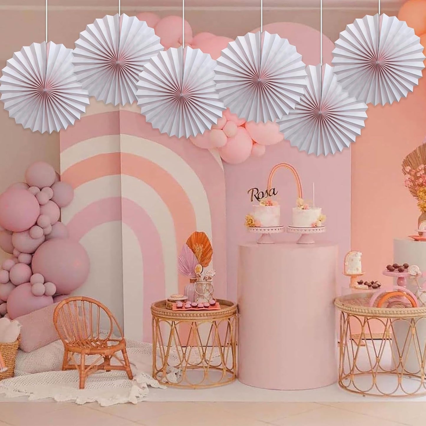 Pink Birthday Decorations,DIY Pink Paper Fans Hanging Decoration ,Party Supplies Party Fans 16in, Pink Christmas,Wedding Graduation Events Accessories 30 Color DIY Set (Baby Pink)