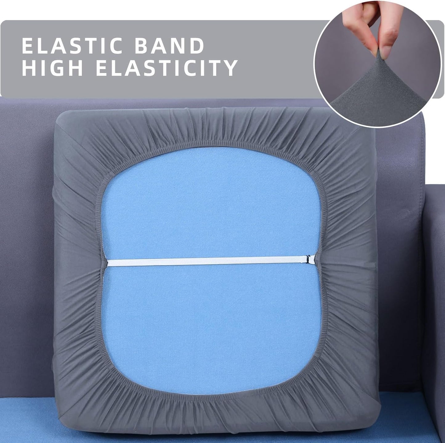 hyha Waterproof Couch Cushion Covers, Stretch Sofa Couch Seat Slipcover for Dog Washable, Non-Slip Waterproof Outdoor Cushion Covers for Patio Furniture Replacement (1 Piece for Small, Dark Grey)