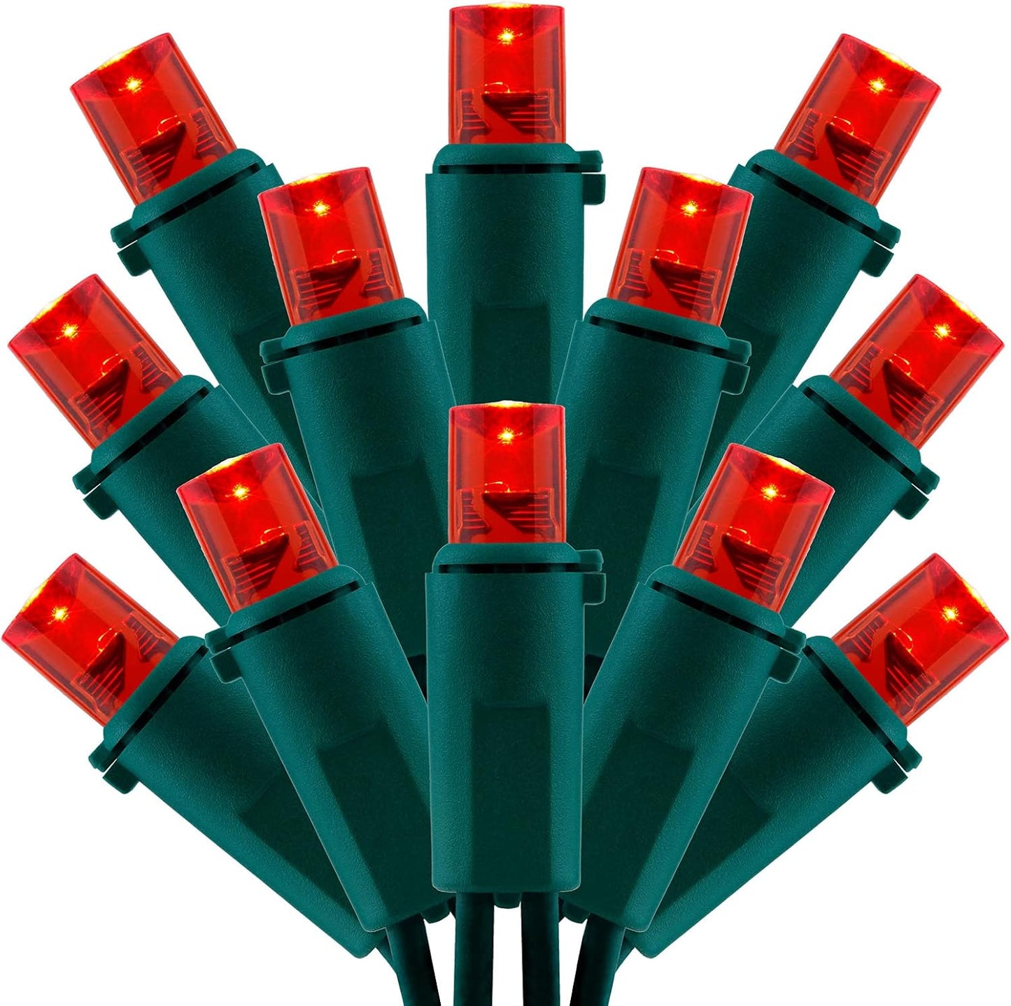 200 Count Red Wide Angle LED Christmas Lights, 66 ft Green Wire UL Certified Commercial Grade 5mm Holiday String Light Set (Red)