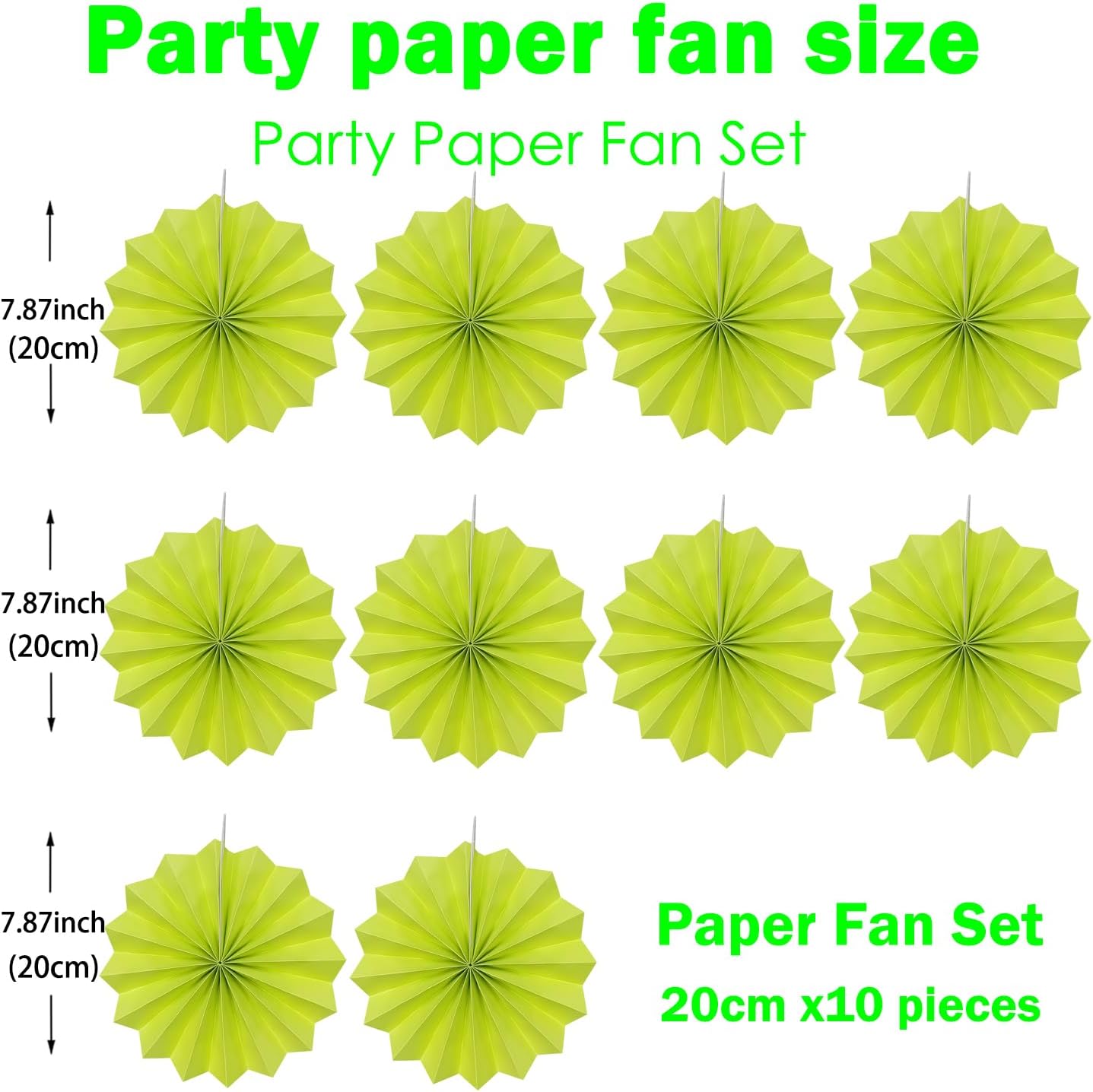 Green Graduation Party Decor,Tropical Party Decorations,Emerald Green Party Decorations,Hawaiian Themed Party Decorations,8in Hanging Paper Fans 30 Color DIY Set (Clear Green)