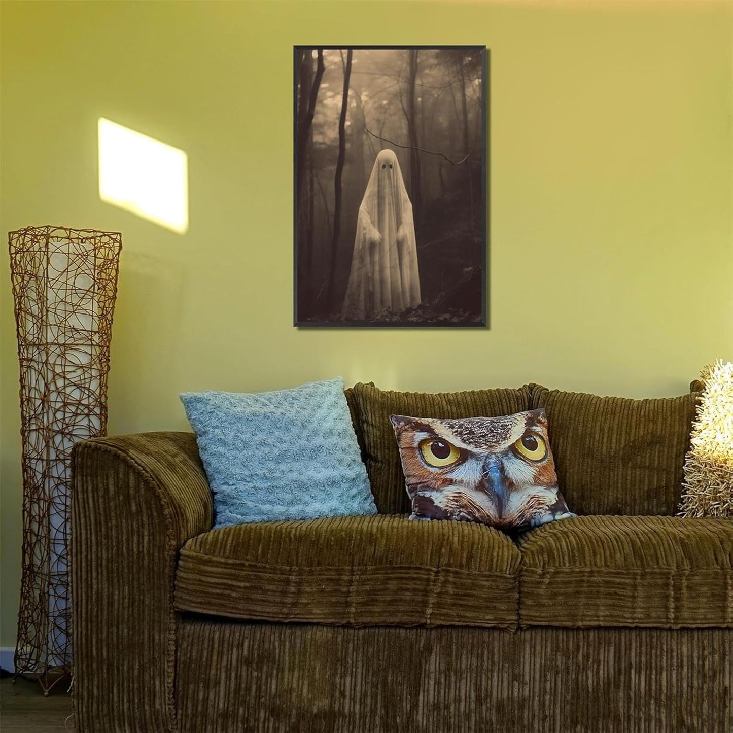 Ghost Forest Spooky Print Poster The Gothic Room Decor Creepy Picture Posters Dark Academia Aesthetic Family Prints Canvas Wall Art Home Apartment Decorations 12X16inch Aluminum Framed