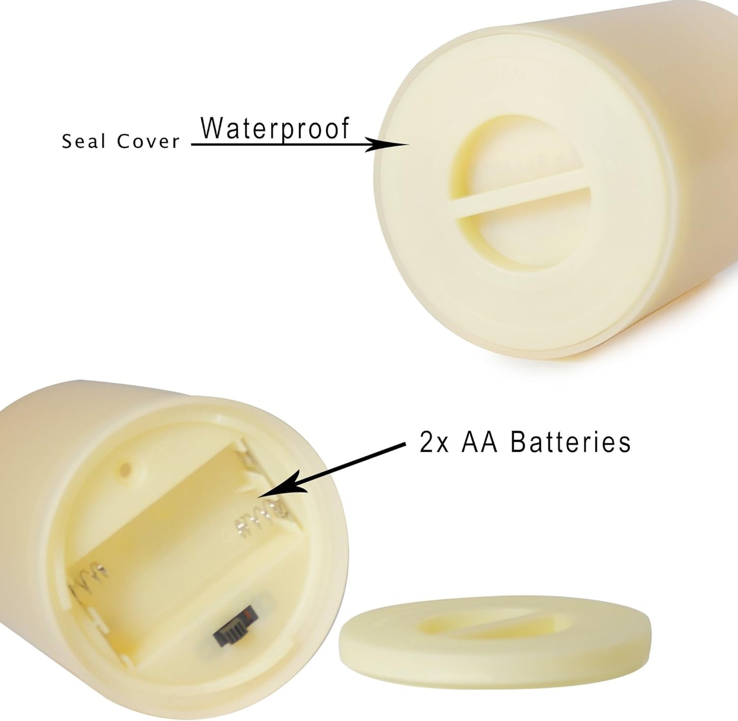 CANDLE CHOICE Waterproof Outdoor Battery Operated Flameless Candles with Remote Timer Plastic Flickering Fake Electric LED Pillars for Lantern Garden Wedding Christmas Decorations 3x5 Inches 2 PCS