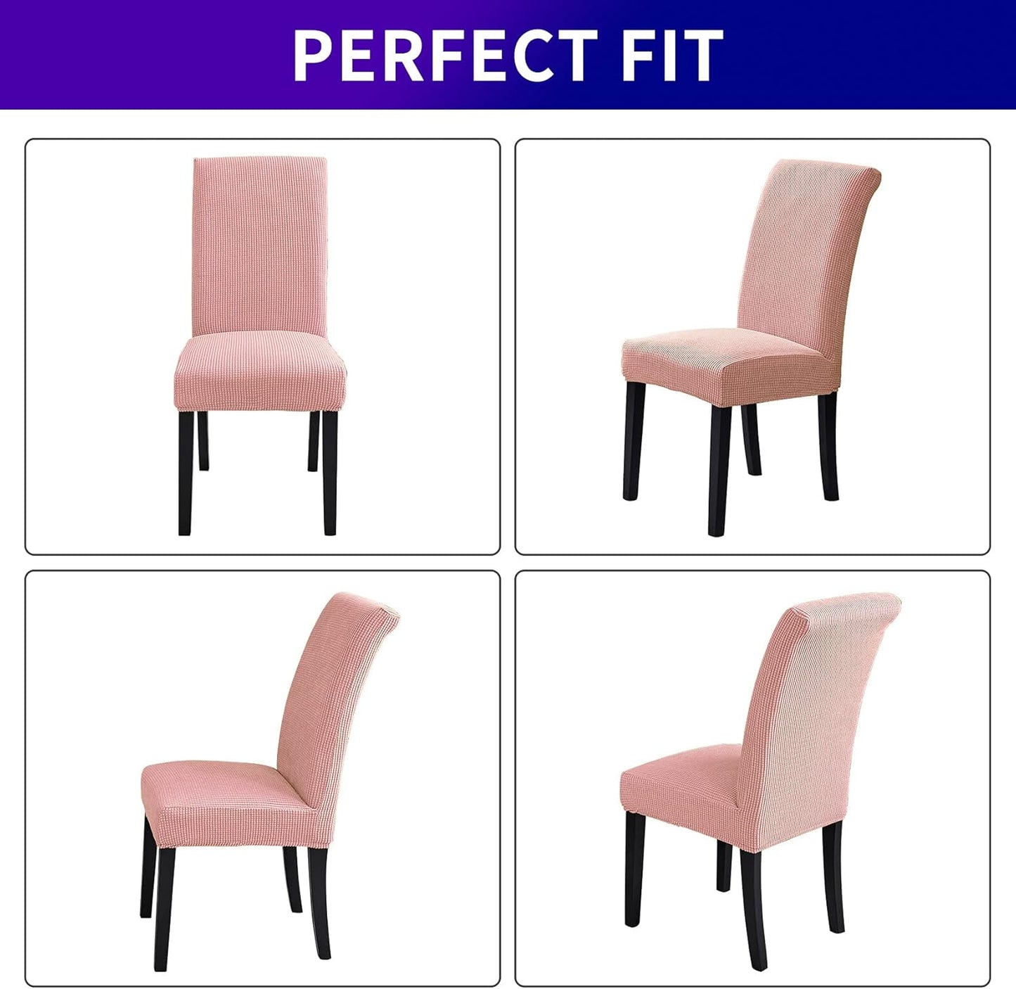 Howhic Stretch Chair Covers for Dining Room Set of 4, Removable Washable Dining Room Chair Covers, Dining Chair Slipcovers Seat Protector, Great for Home Decor and Banquet (Dusty Pink, 4 Pack)