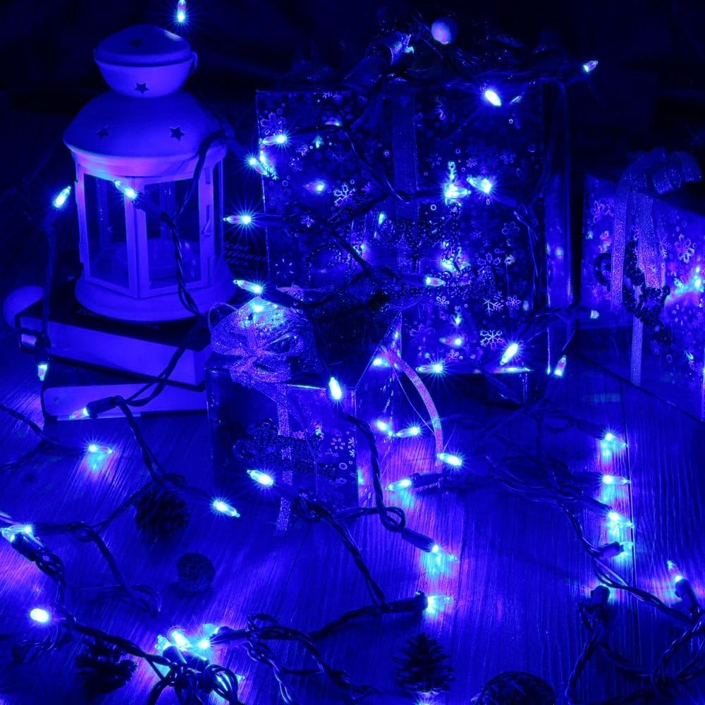 Brizled Blue Christmas Lights, 33ft 100 LED Christmas String Lights, 120V UL Certified Plug-in Xmas Tree Light Connectable Mini Xmas Light Waterproof for Home Party Wedding Indoor Outdoor Decorations