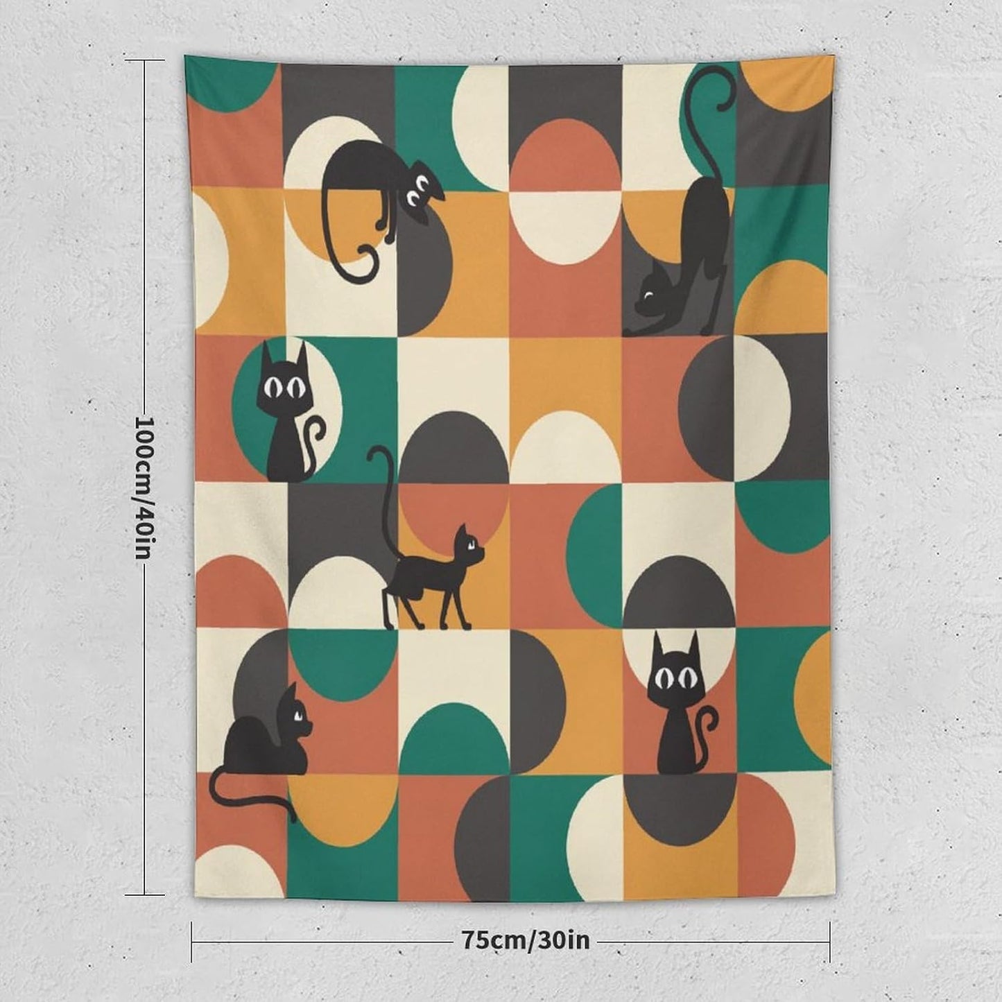 ICMOLYYENLO Boho Medieval Cat Tapestry, Abstract Atomic Starburst Geometric Aesthetic Art Wall Hanging For Bedroom Living Room Dormitory 60x60 Inches