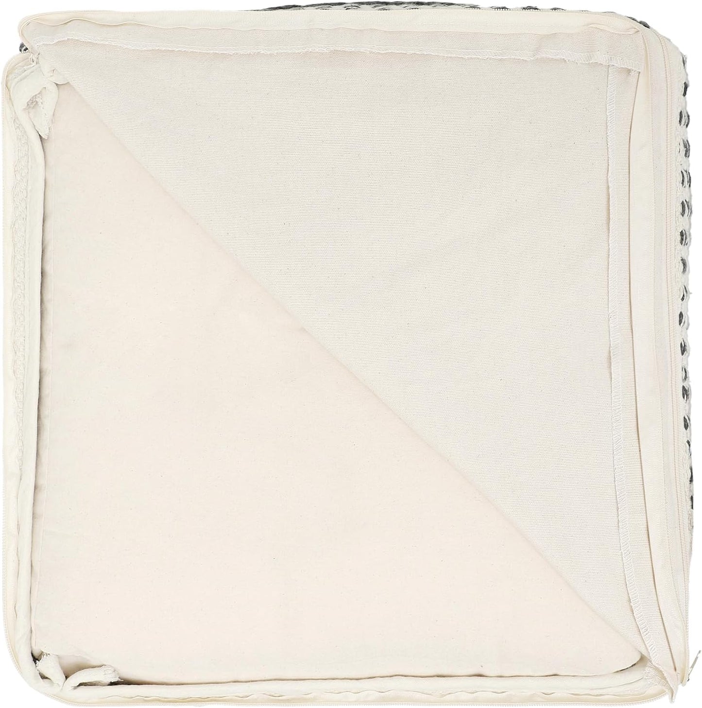 REDEARTH · Tufted Pouf Ottoman with Filler Textured Storage Cube Bean Bag Pouffe Footrest for Indoor; 100% Cotton (17.5"X17.5"X17.5", Black Jasper)