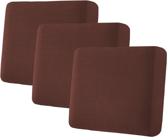 H.VERSAILTEX Super Stretch Individual Seat Cushion Covers Sofa Covers Couch Covers Slipcover Sets Thick Jacquard Textured Twill Fabric (3 Piece XL Sofa Cushion Covers, Burnt Brick)