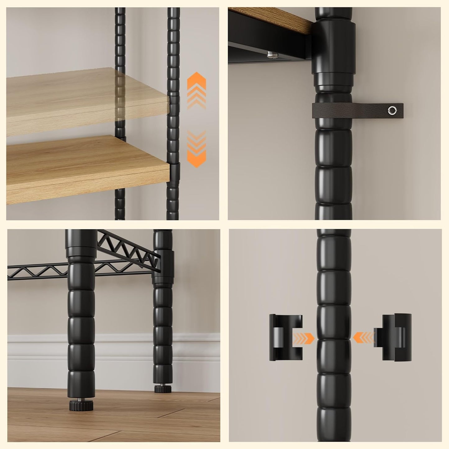 5-Tier Over-The-Washer Shelf - Adjustable 28" Laundry Organizer with 100lb Double Wood Shelves, Space-Saving Storage Unit for Small Homes (Natural & Black)