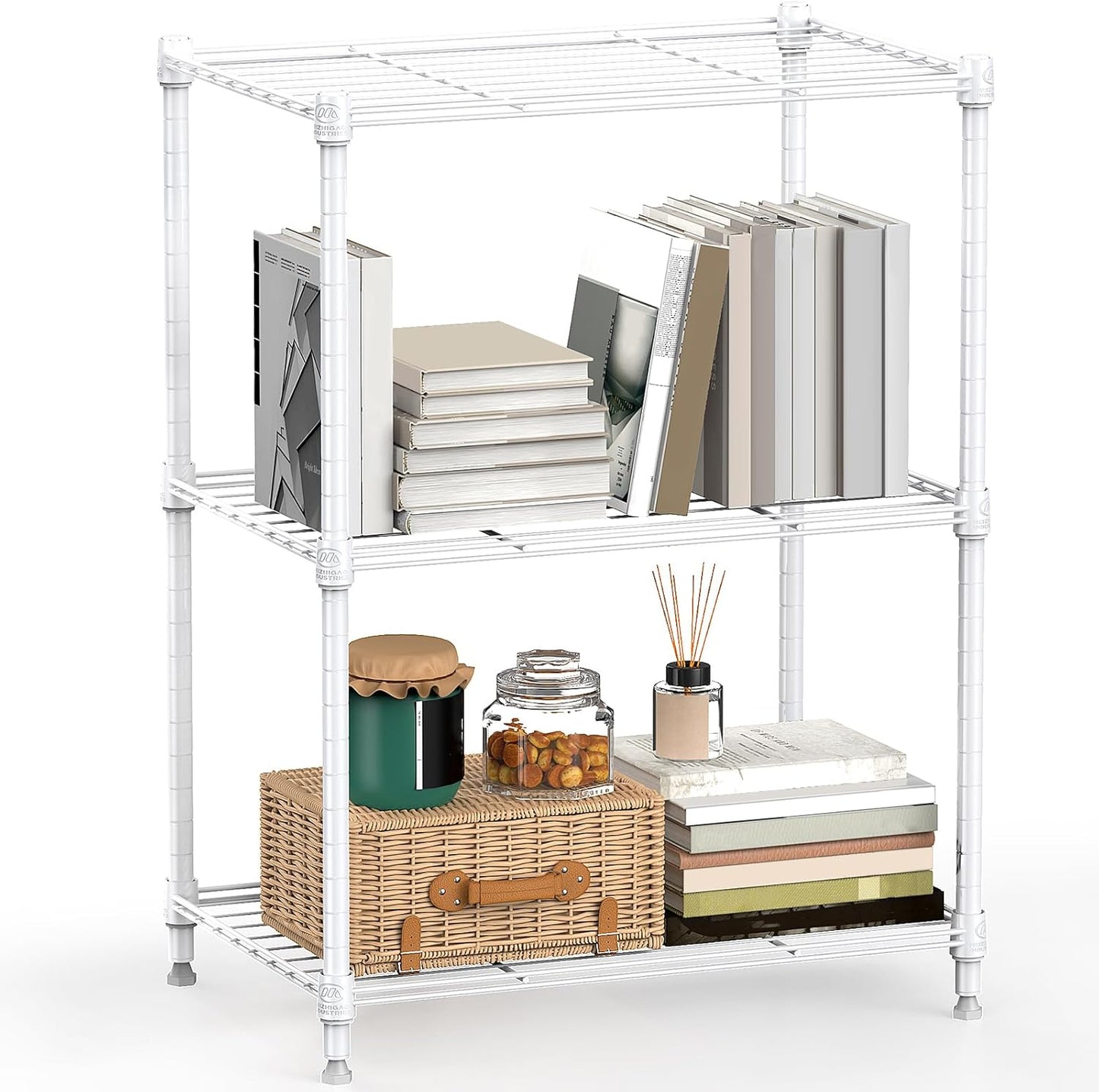 450 lbs Wire Storage Shelving 3-Tier Utility Shelving Unit Steel Organizer Wire Rack for Home,Kitchen,Office,White (11.8" D x 17.7" W x 26.4" H)