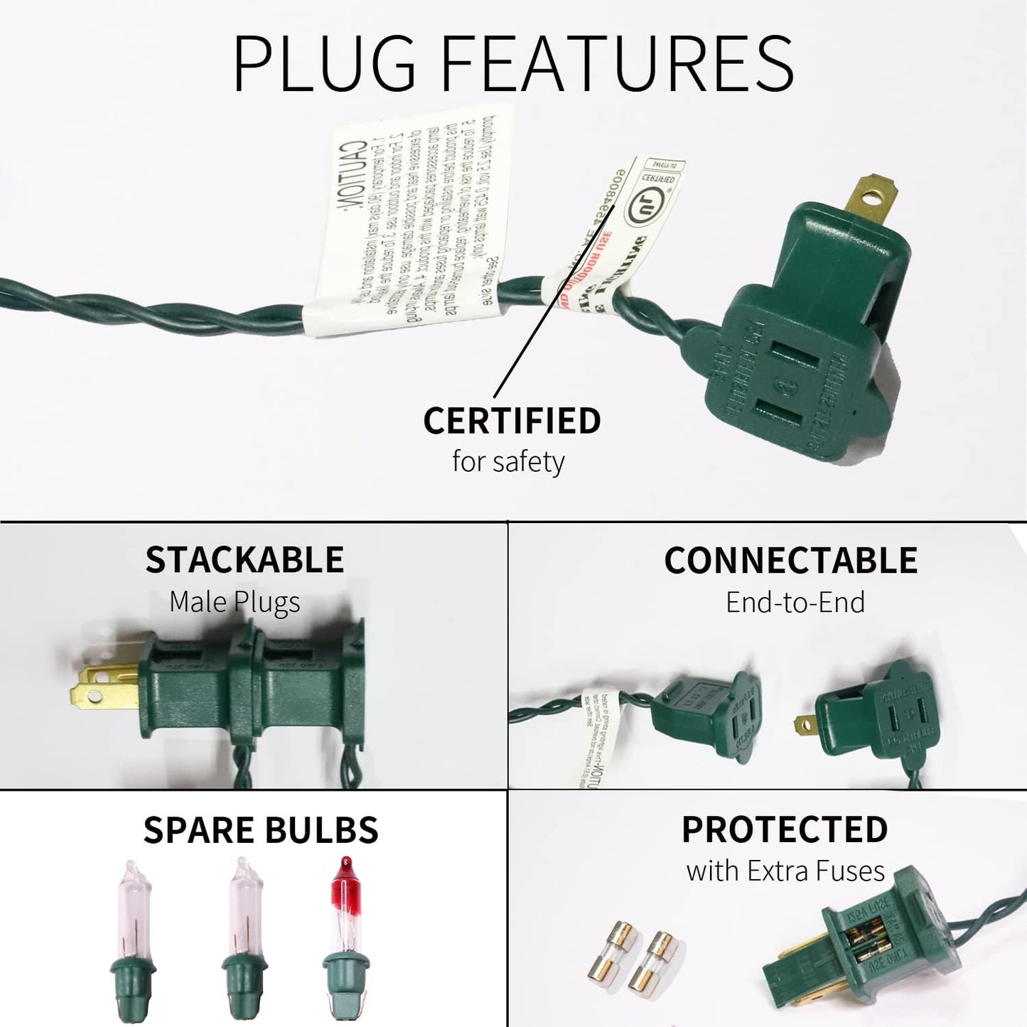 100LIGHTS WARM WHITE Extra-Bright With End Connectors Christmas Decorative Lights 5.98m UL Certified Mini String Light Set Waterproof for Home Garden Holiday Christmas Tree Party Patio Wedding