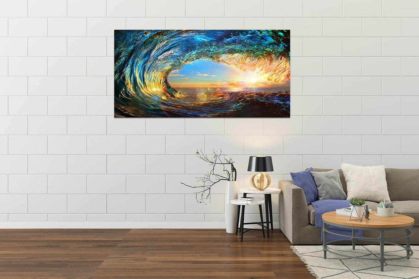 Cao Gen Decor Art S06762 Giant Wave Water Wall Art Canvas Prints 1 Panels Ocean Waves Pictures Paintings Sunset Blue Seascape Framed for Living Room Bedroom Kicthen Office Artwork