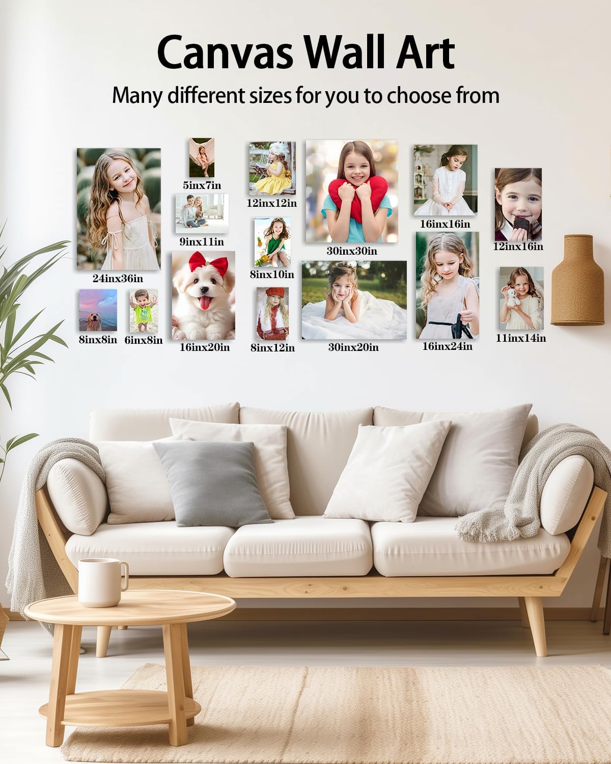 AbcCustomize Canvas Prints with Your Photos，Custom Canvas Wall Art for Bedroom, Living Room, Farmhouse Decor，Personalized Gifts Canvas Prints for Family，Friend，Lover，Pet