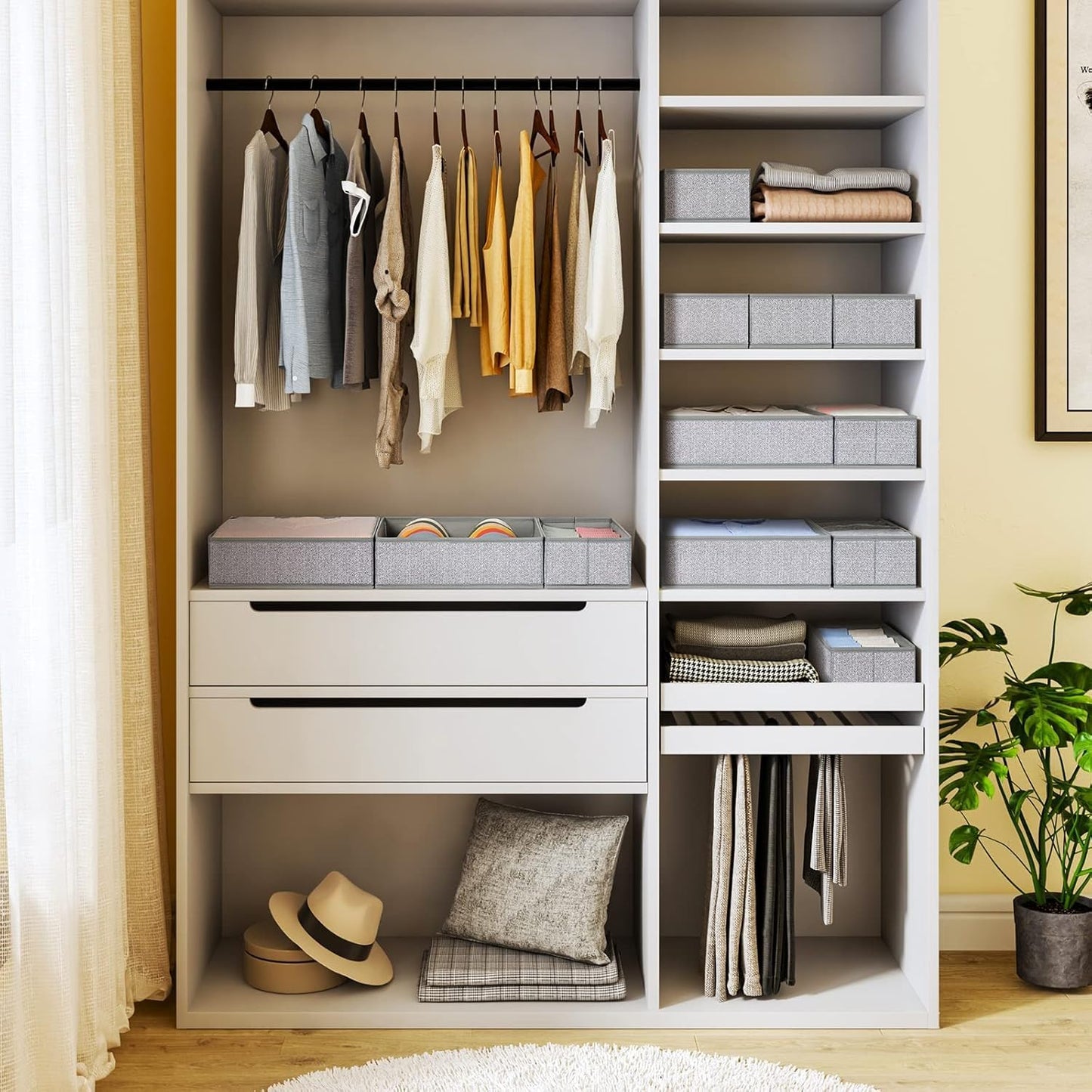 DIMJ Drawer Organizer Clothes 12 Pack - Foldable Baby Organizers and Storage & Dresser Organizer for Bedroom, Closet - Nursery Organization Dresser Dividers for underwear, Sock,Bra, Belt, Tie, Gray