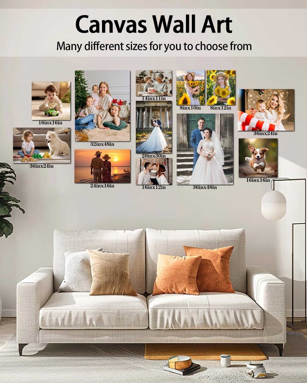 AbcCustomize Canvas Prints with Your Photos, Custom Canvas for Living Room and Bedroom Decor, Personalized gifts for Friends Lover and Family, Canvas Wall Art for Gifts & Keepsakes, Ready to Hang