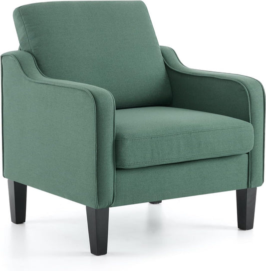 VINGLI Accent Chair for Living Room Chairs Dark Green Reading Chair for Bedroom Scooped Arm Chair Mid Century Modern Accent Chairs Upholstered Comfy Chair for Apartment, Waiting Room