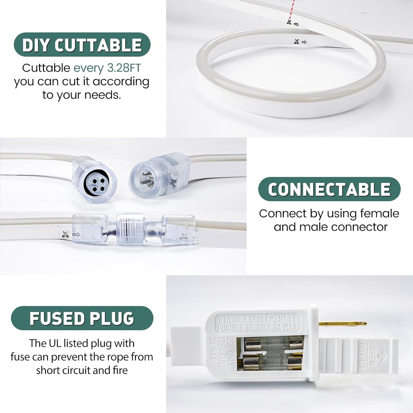 GZBtech RGB LED Neon Rope Lights 133FT/40M, AC 110-120V Waterproof Color Changing LED Rope with Remote Controller, Dimmable Multi Color Neon Rope Lighting for Indoor Outdoor Commercial Use