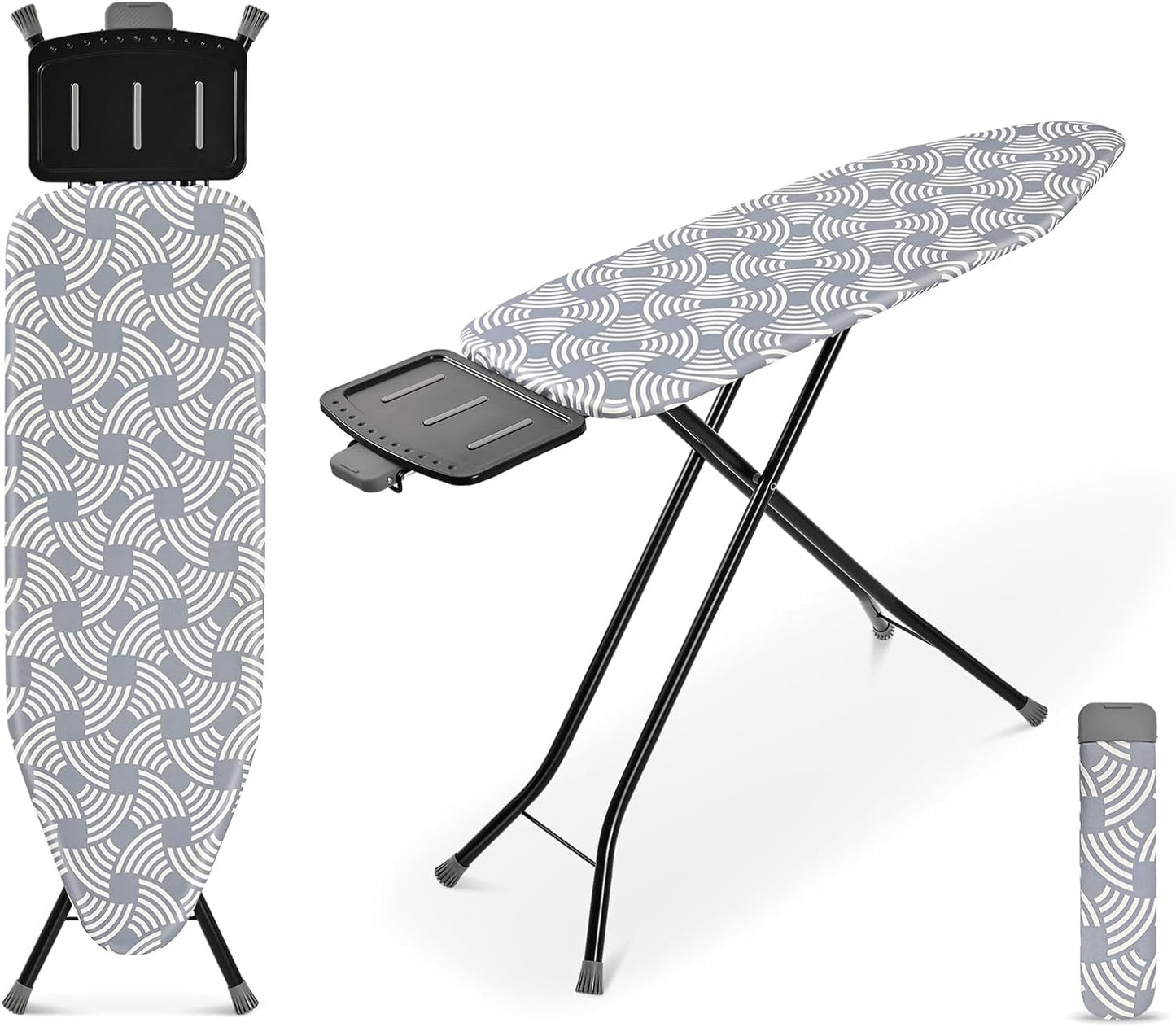 APEXCHASER Ironing Board, Full Szie Iron Board with Iron Rest,Height Adjustable,Extra Thick Heat Resistant Cover with Sleeve Board 15x45 Blue