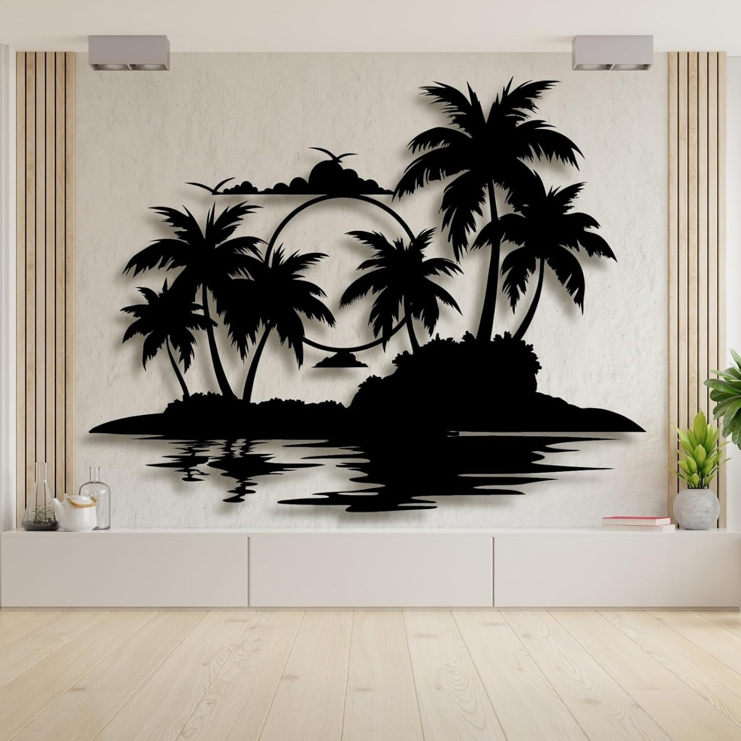 Lunwall Palm Tree Metal Wall Art, Tropical Palm Tree Wall Decor, 47 L" x 37 W" / 120 x 94 cm, Indoor and Outdoor Use