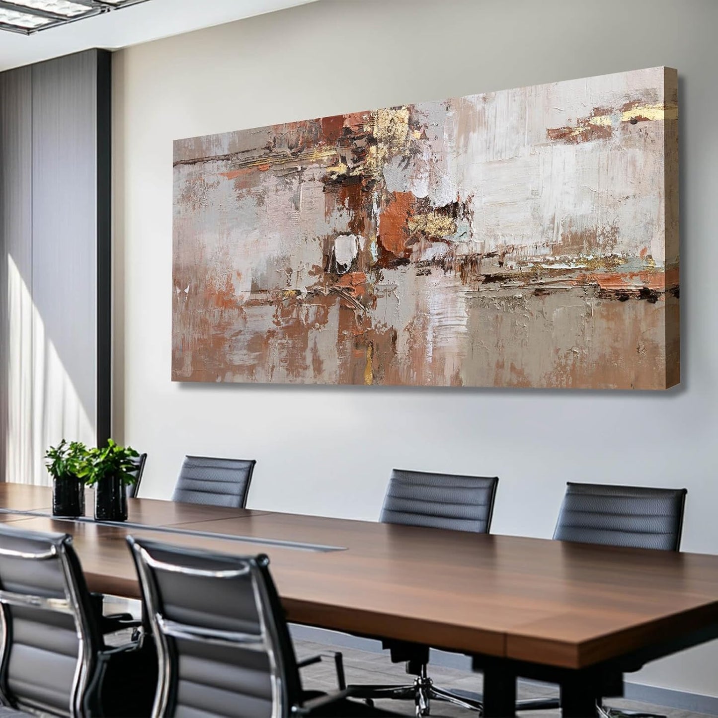 Gold Canvas Wall Art Framed Prints for Wall Decor 29"x58" Abstract Artwork for Living Room Posters for Bedroom Kitchen