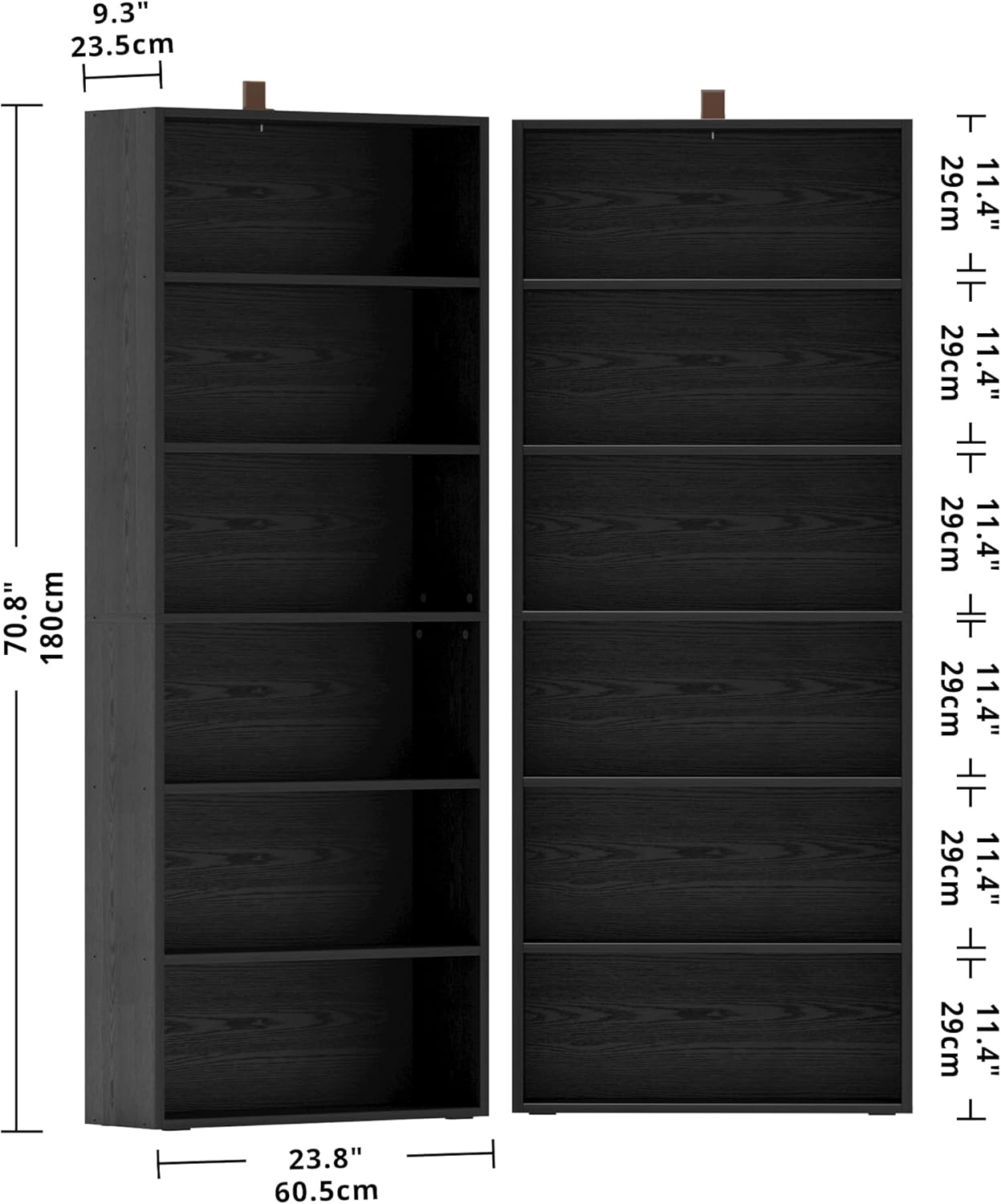 IRONCK Bookshelves and Bookcases Set of 2 Floor Standing 6 Tiers Display Storage Shelves 70 in Tall Bookcase Home Decor Furniture for Home Office, Living Room, Bed Room