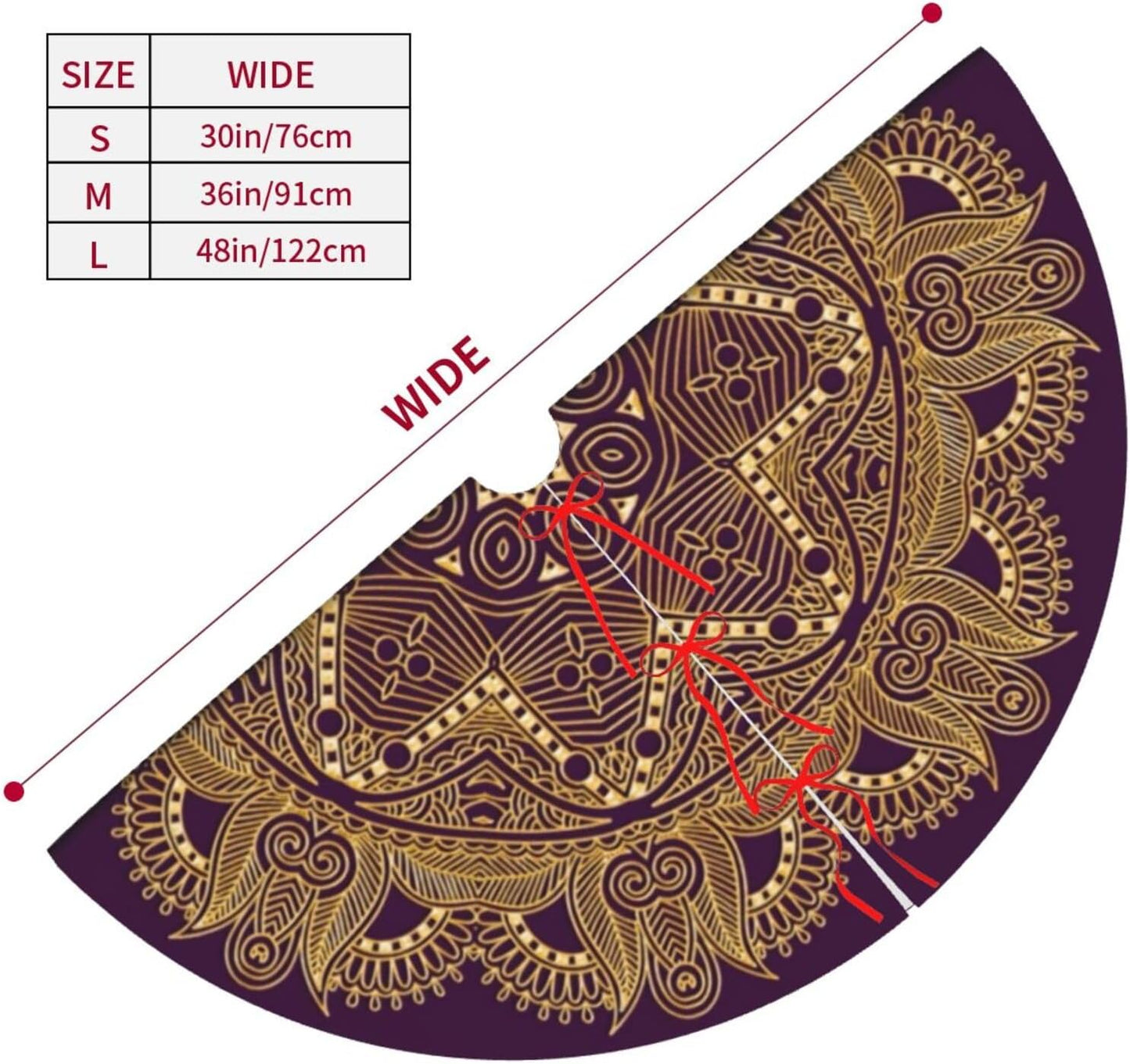 36" Dark Amethyst Purple Mandala Star Christmas Tree Skirt Tree Mat Base Cover for Xmas Festive Holiday Party Decoration Ornaments