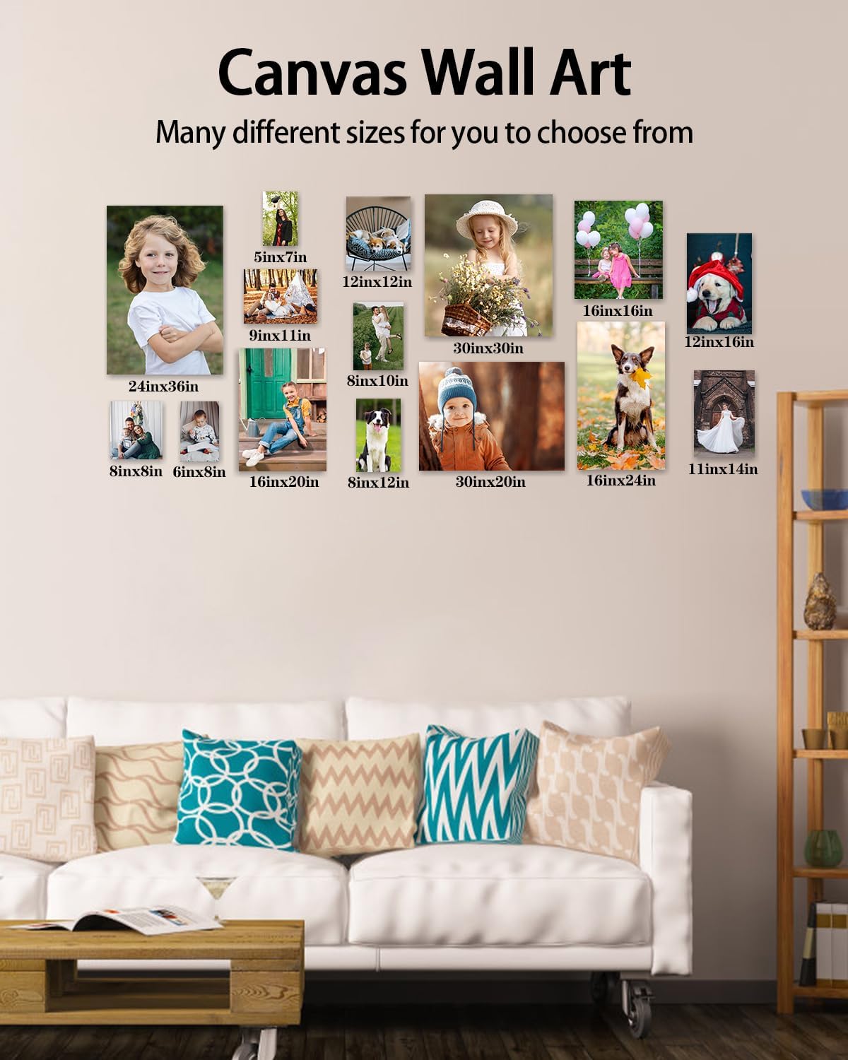 AbcCustomize Canvas Prints with Your Photos, Personalized Photo To Canvas Print for Bedroom, Living Room, Farmhouse Office Decor,Custom Canvas Wall Art for Gifts & Keepsakes, Ready to Hang